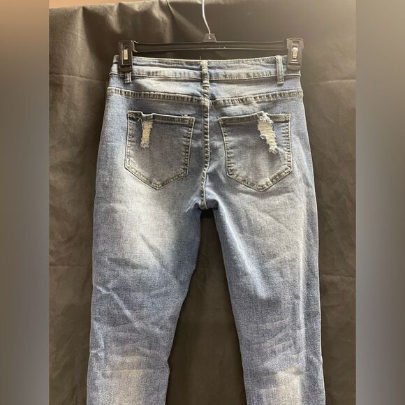 Skinny stretched ripped destroyed denim jeans - Picture 3 of 6